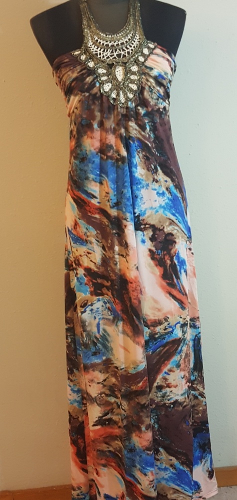 Red Berry Halter Maxi Dress